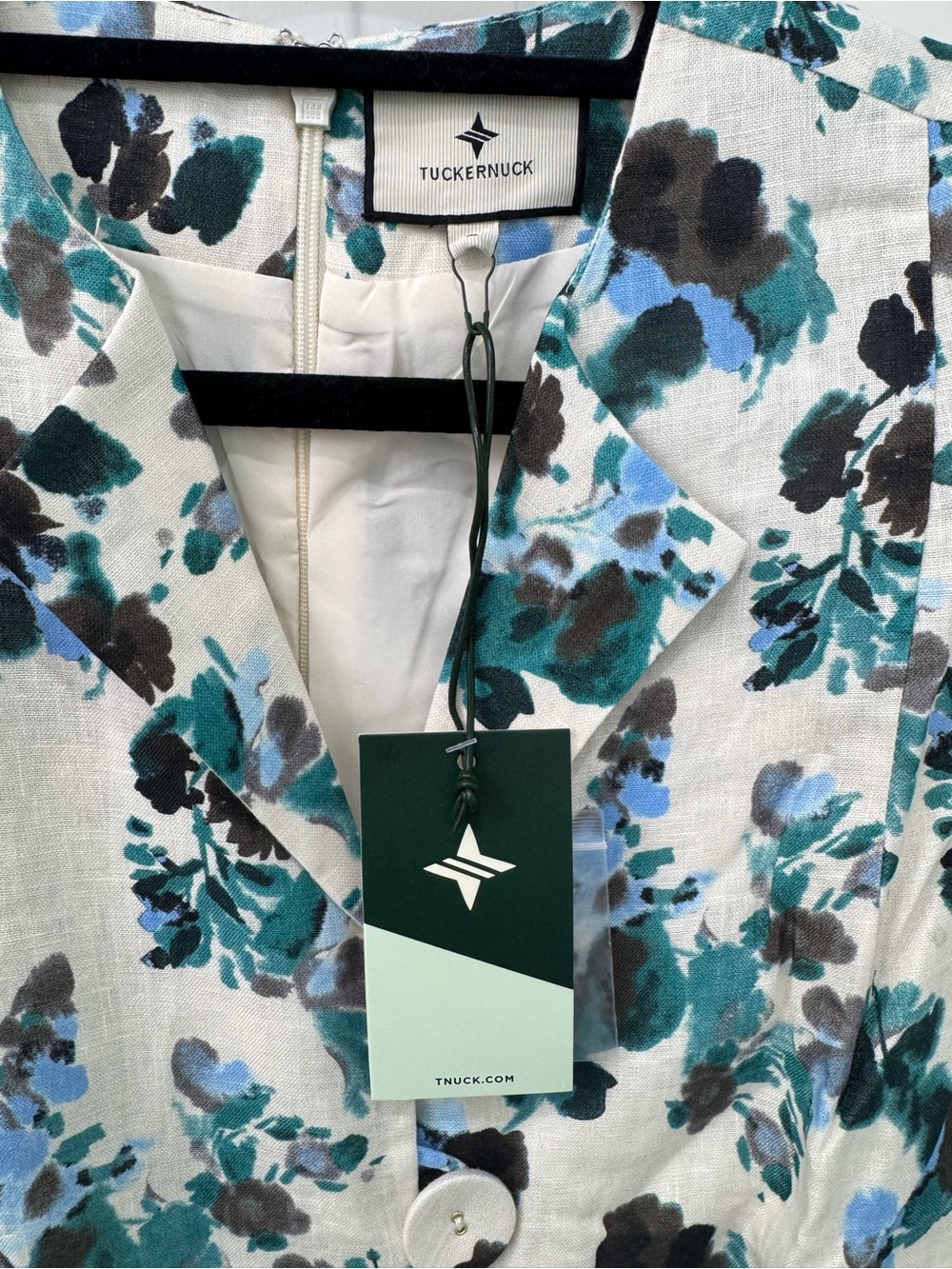 Tuckernuck “Hadley” Blue Blooms Midi dress - size Large - Picture 5 of 7